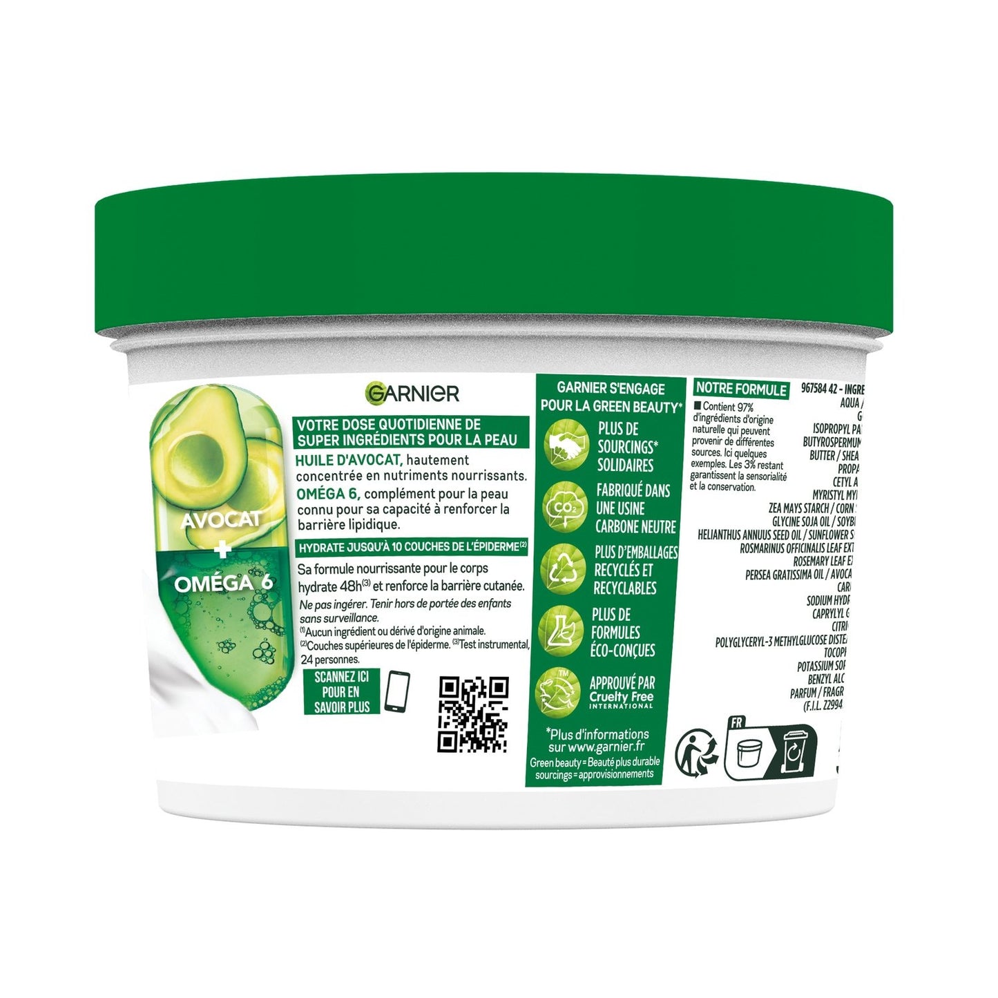 GARNIER Body Super Food Nourishing and Repairing Avocado Body Cream for Dry and Very Dry Skin