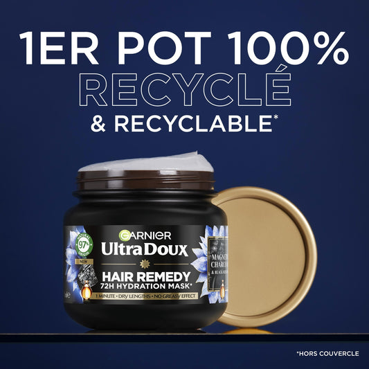 Masque Remède Hydratant Charbon Magnétique Huile de Fleur de Nigelle Cheveux Normaux à Gras Ultra Doux GARNIER