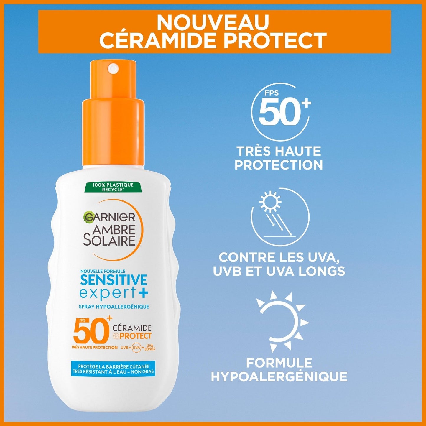 Sonnenspray für den Körper Erwachsene LSF 50+ Hypoallergen Sensitive Expert+ AMBRE SOLAIRE