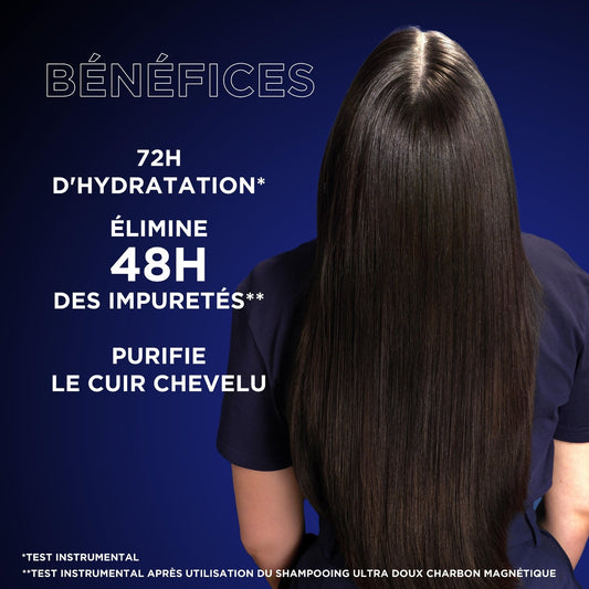 Shampoing Cheveux Normaux à Gras Charbon Magnétique et Huile de Fleur de Nigelle Ultra Doux GARNIER