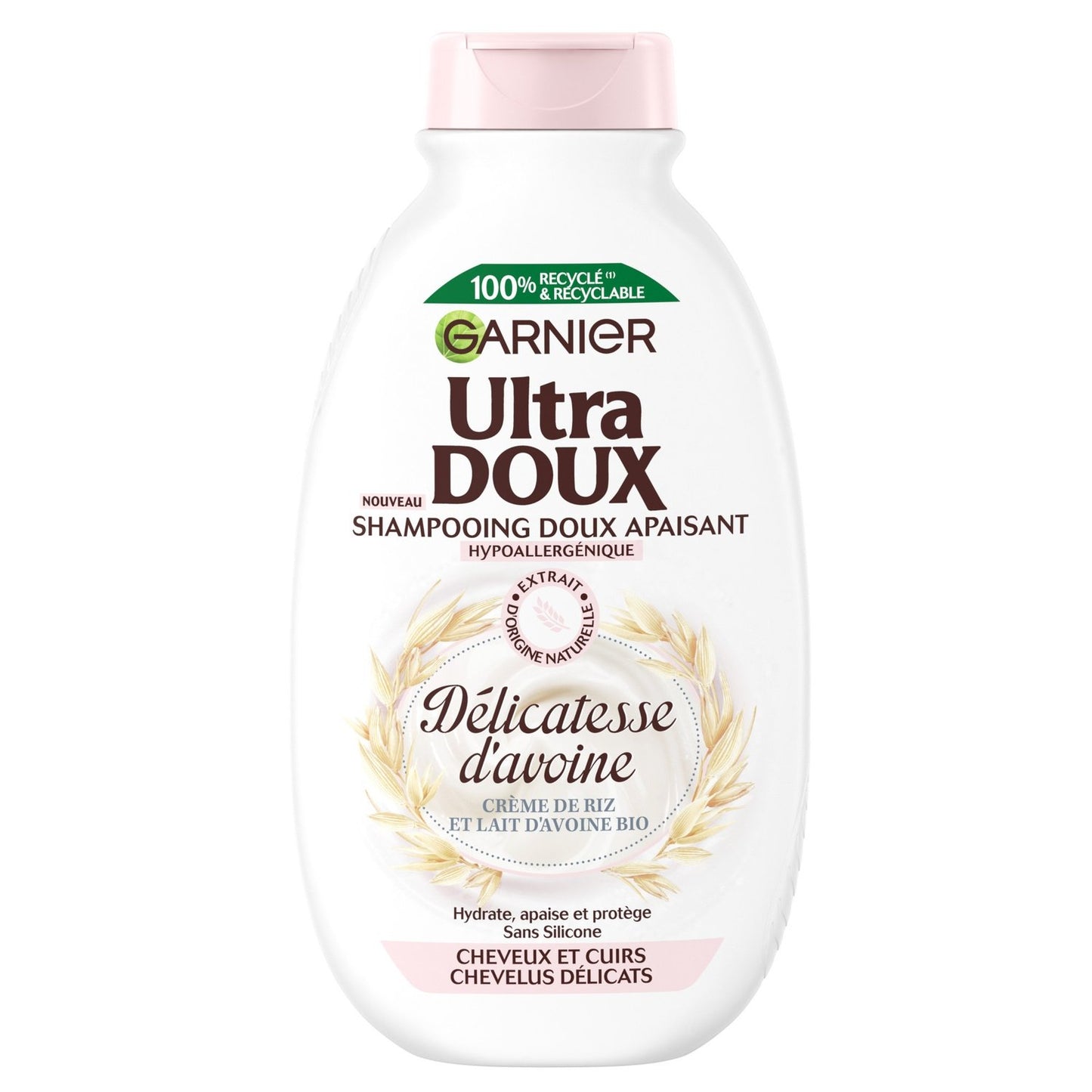 Shampoing Apaisant Cheveux et Cuirs Chevelus Délicats Crème de Riz et Lait d'Avoine Bio Ultra Doux GARNIER le flacon de 300mL