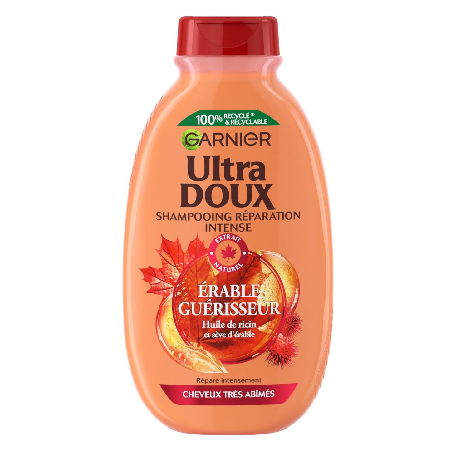 Shampoing Réparation Intense Cheveux Très Abîmés Huile de Ricin et Sève d'Érable Ultra Doux GARNIER le flacon de 300mL