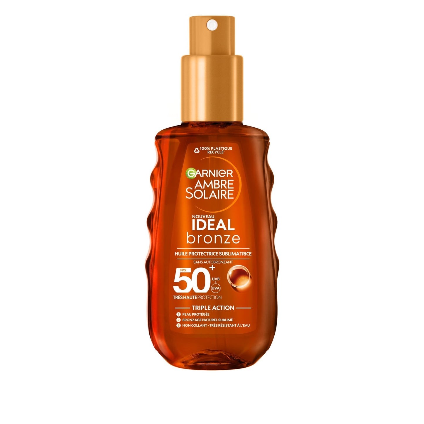 Huile Solaire Corps Spf 50+ Sublimatrice Protège la Peau Ideal Bronze GARNIER le flacon de 150mL