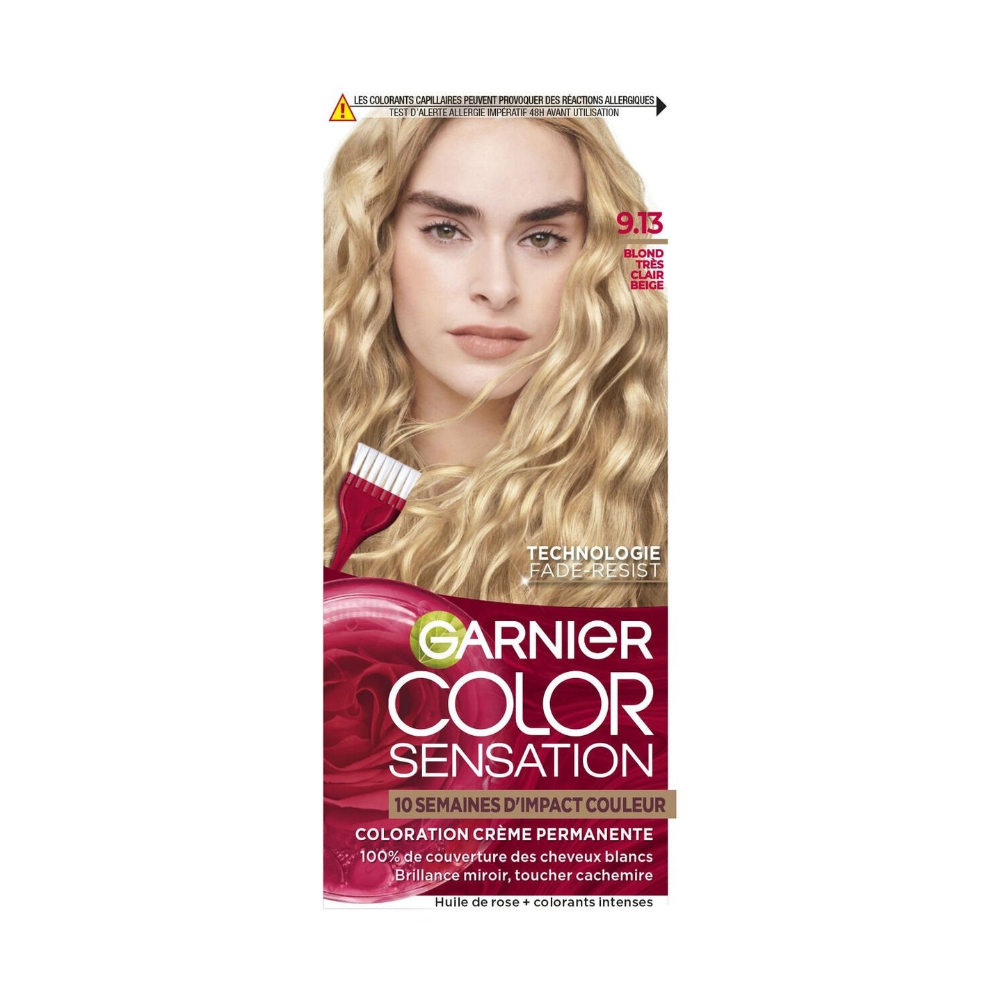 Permanent Hair Color 9.13 Very Light Beige Blonde Covers 100% White Hair Color Sensation GARNIER