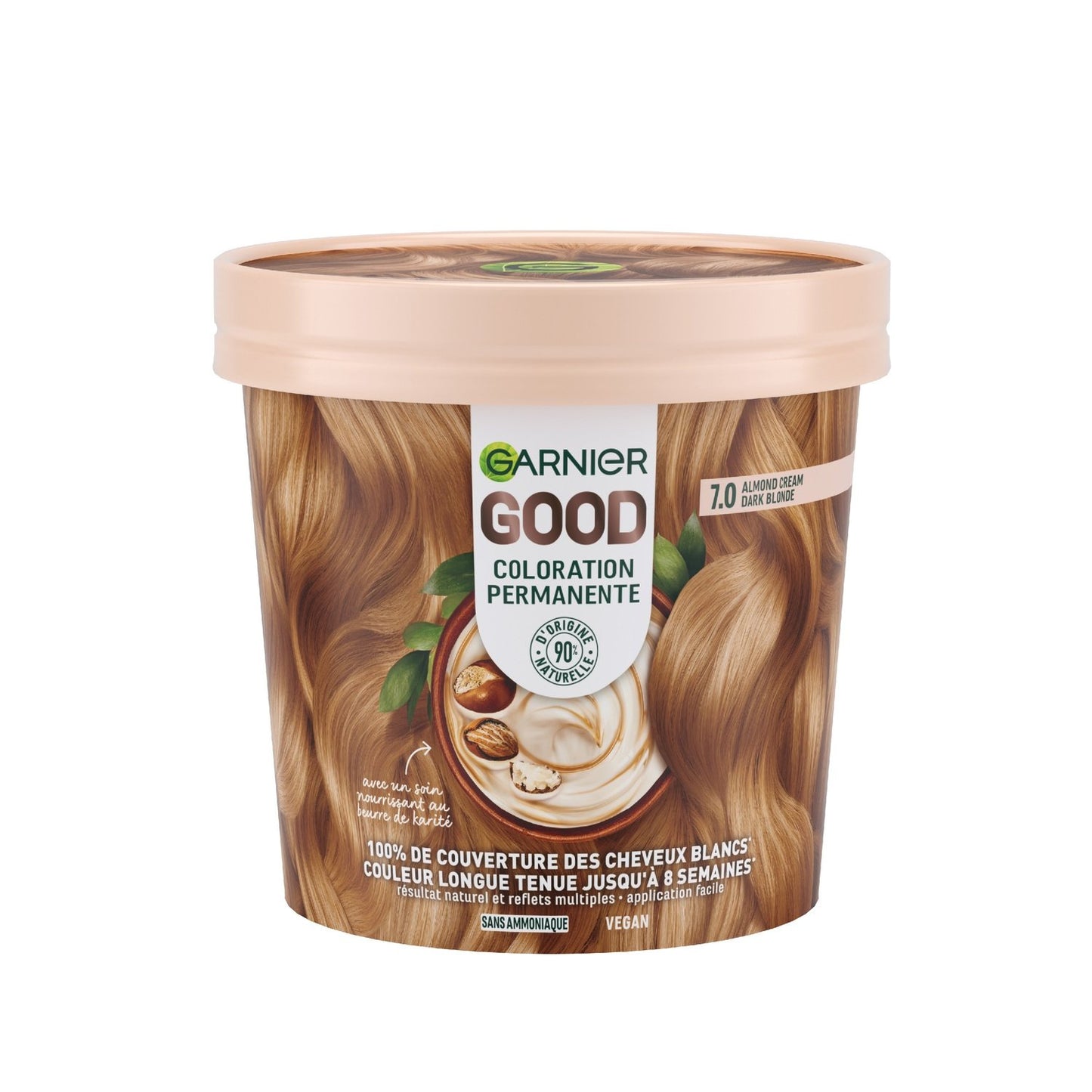 Coloration 7. 0 Blond Foncé Amande Sans Ammoniaque 90% d'Origine Naturelle Good GARNIER la boite