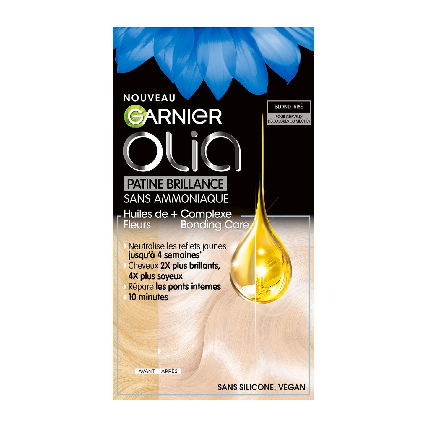 Coloration Semi-Permanente 10. 2 Toner Neutralise les Reflets Jaunes Indésirables Olia GARNIER la boite de coloration