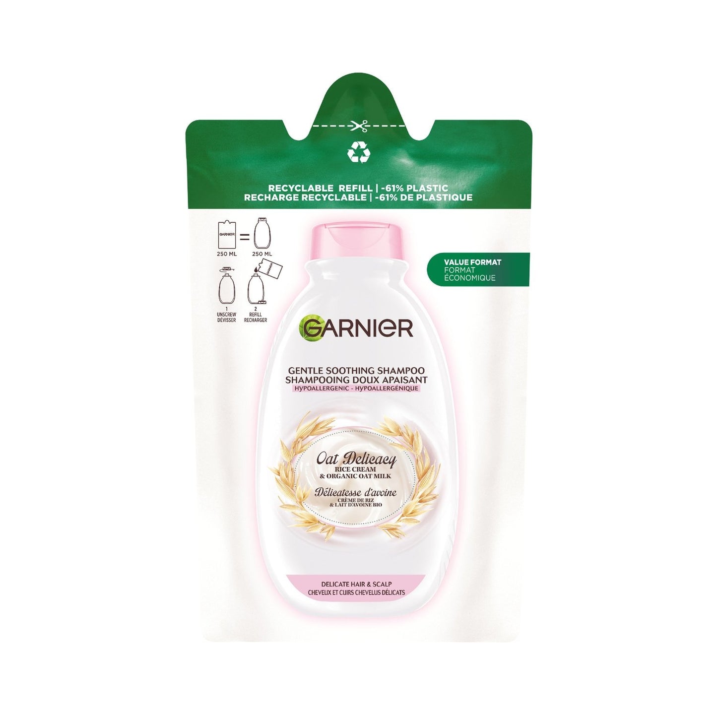 Recharge Shampoing Doux Délicatesse d'Avoine ULTRA DOUX la recharge de 250ml