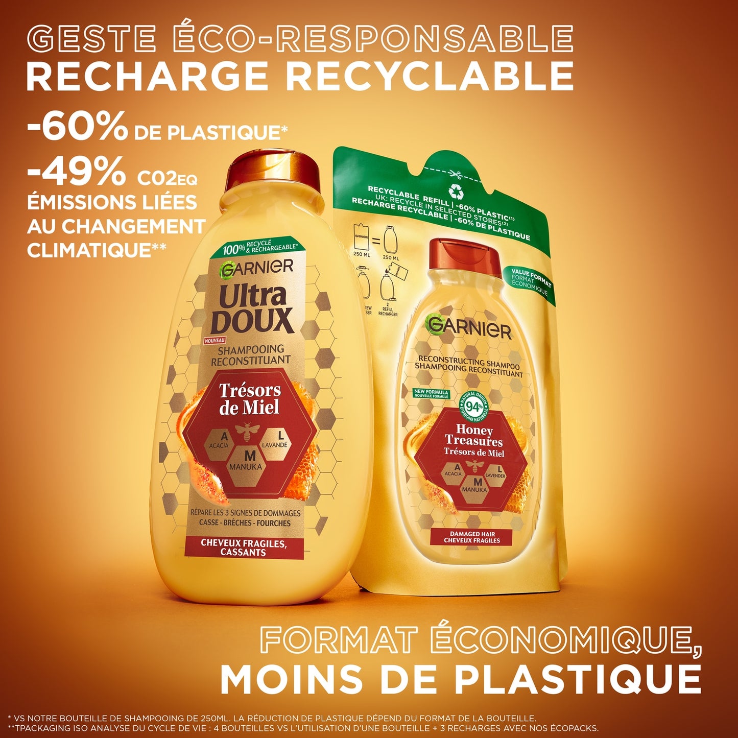 Shampoing Reconstituant Cheveux Fragiles Miel Ultra Doux GARNIER