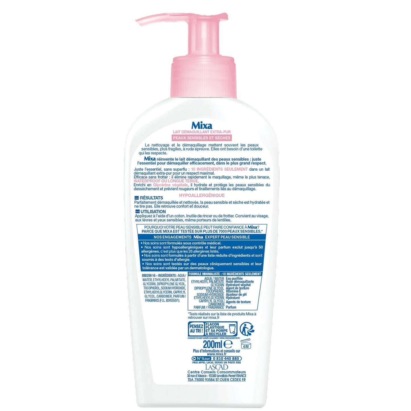 Lait Démaquillant Antidessèchement Peau Sensible MIXA