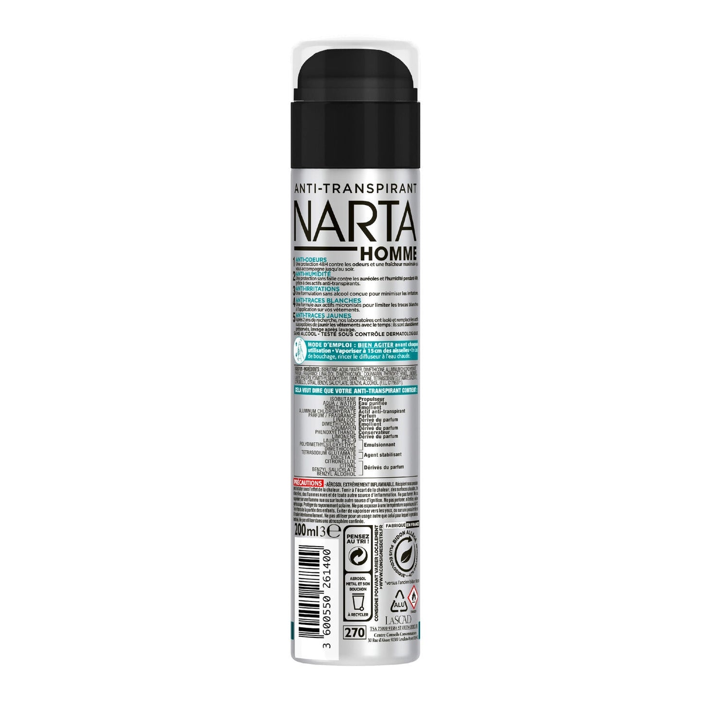 NARTA Men's Deodorant 48h Maximum Freshness 5in1 Protection 5