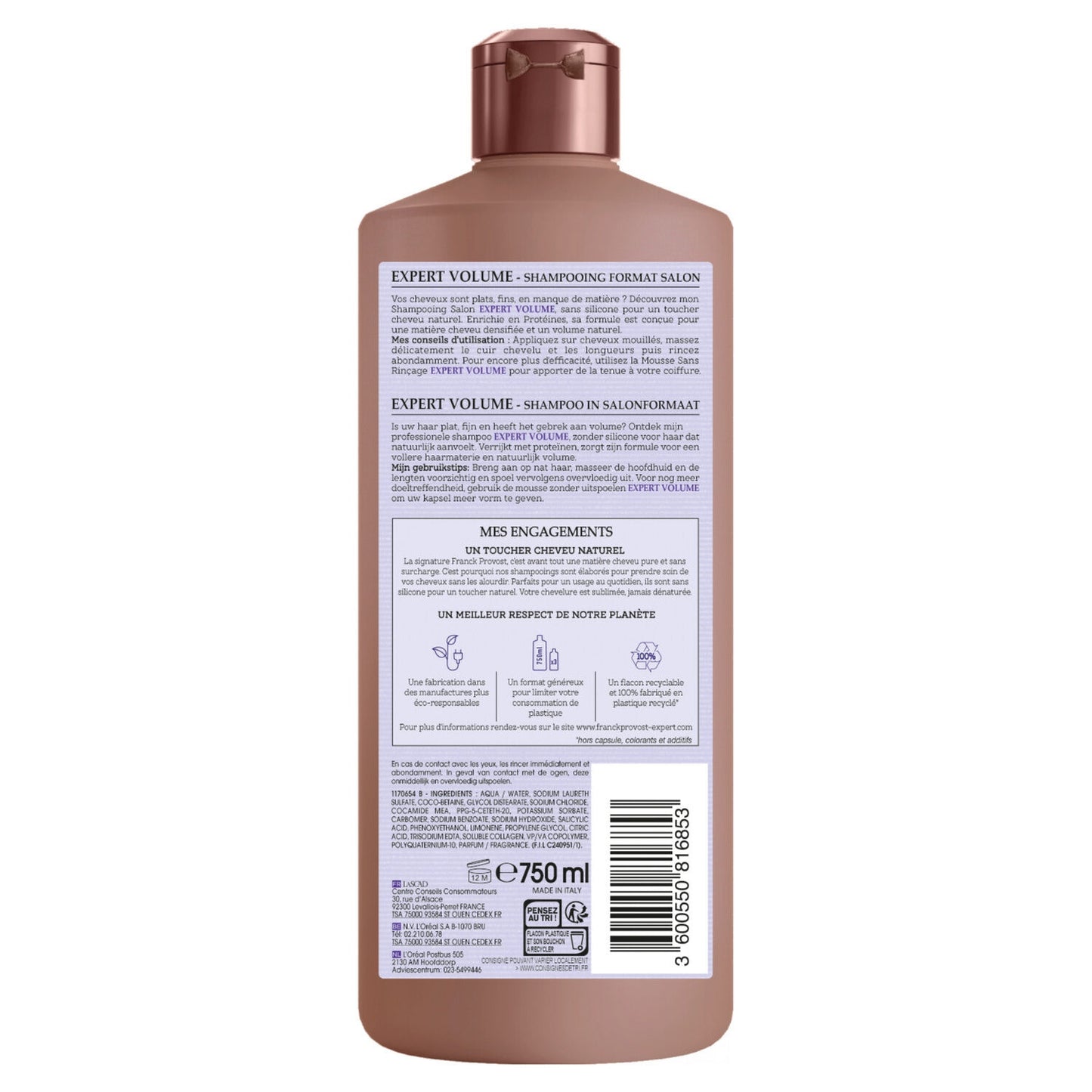 Shampoing Professionnel Sans Silicone Cheveux Fins Expert Volume F.PROVOST