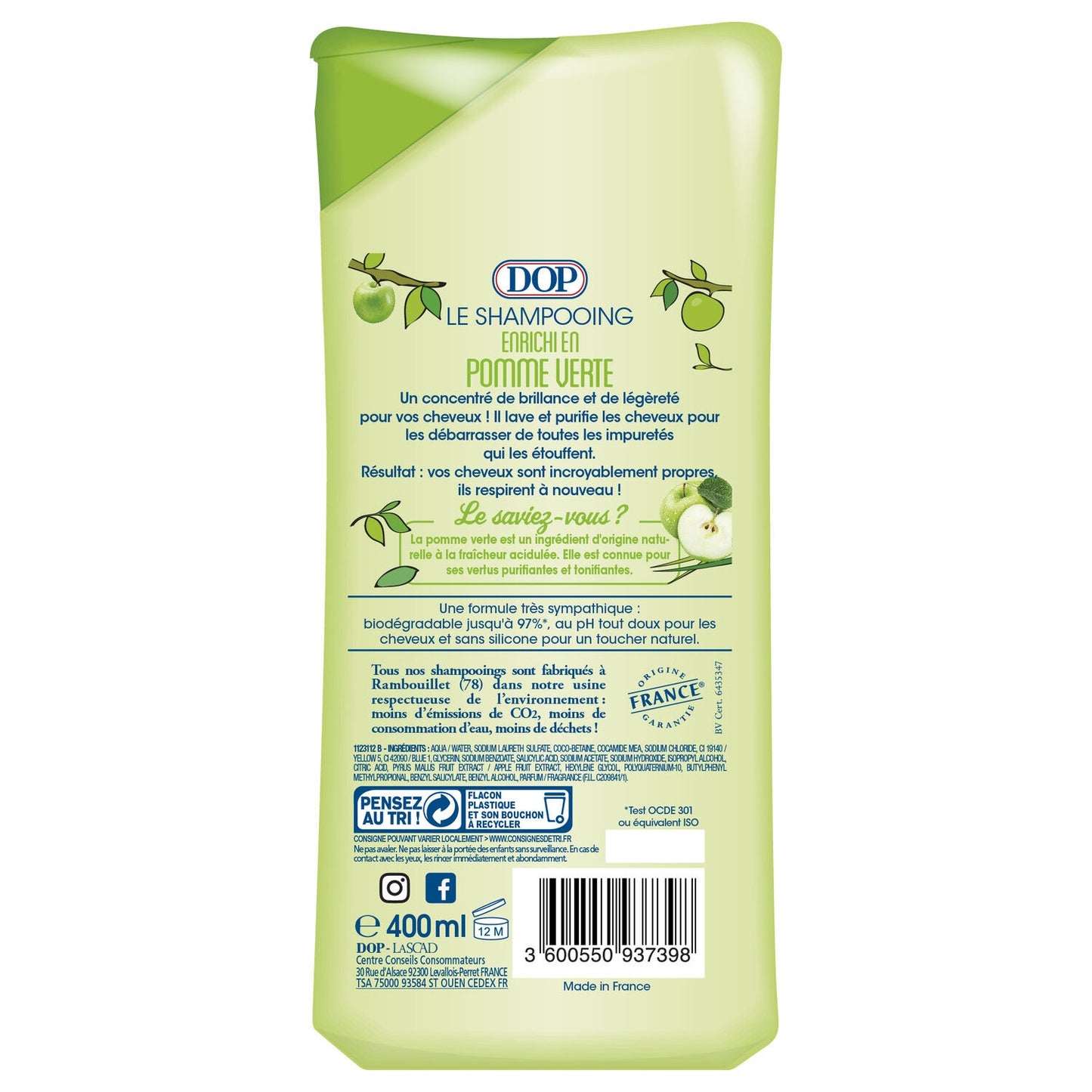 Shampoing Cheveux Gras Pomme Verte DOP