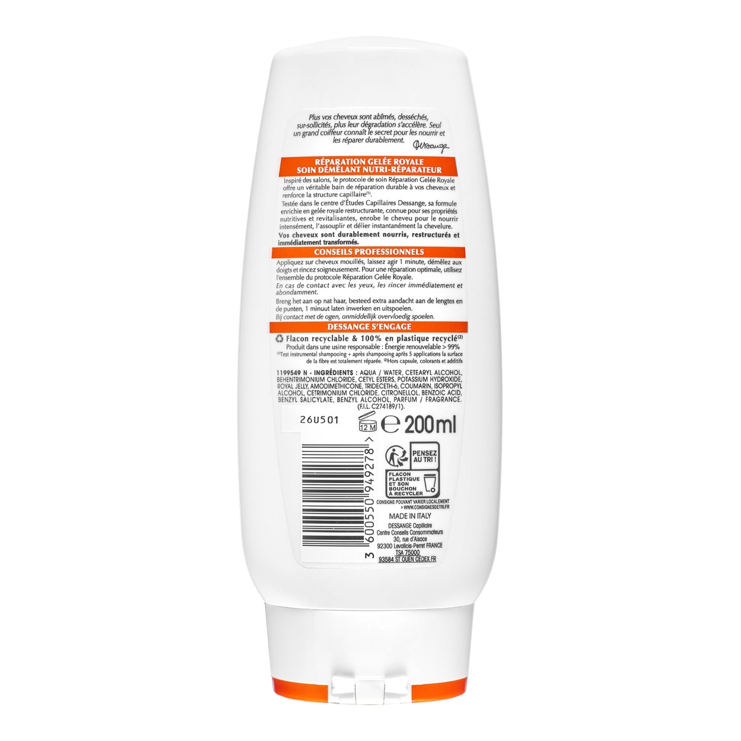 Nähr- und Reparaturspülung mit Gelée Royale für geschädigtes Haar DESSANGE
