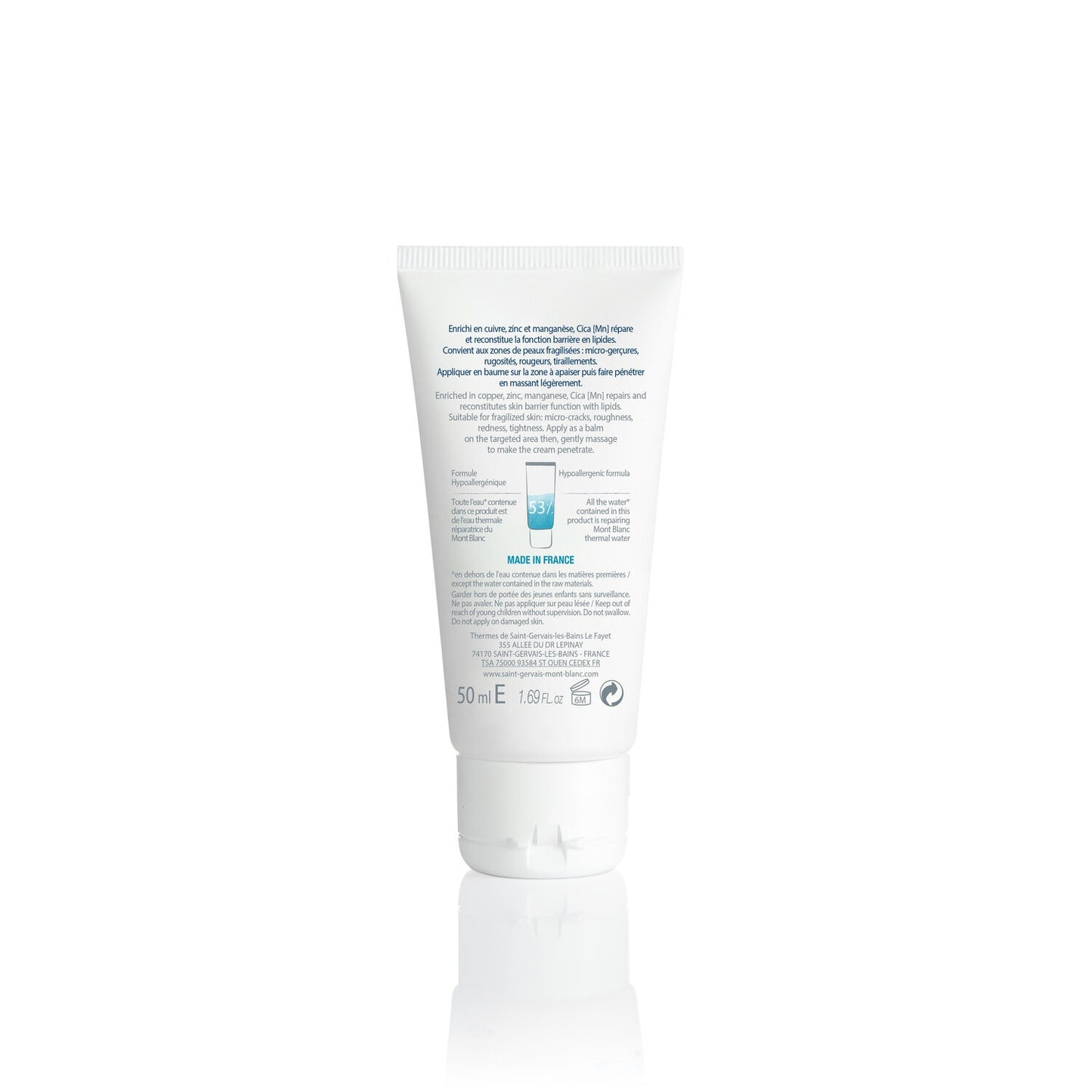 Soothing Repairing Cream for Face and Body Sensitive and Fragile Skin Cica SAINT GERVAIS MONT BLANC