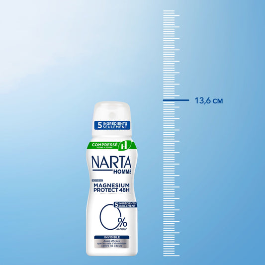 NARTA Herren Deodorant 48h Unsichtbar 0% Alkohol Magnesium Protect