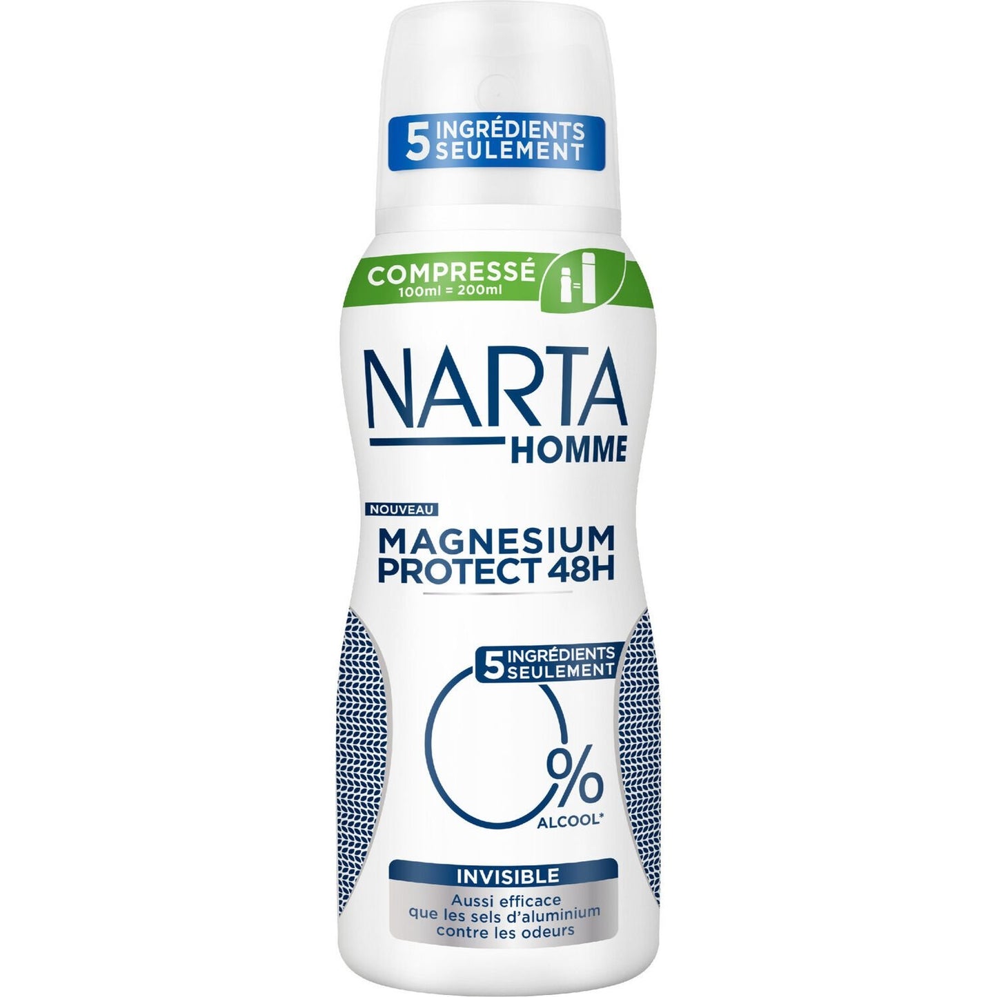 NARTA Men's Deodorant 48h Invisible 0% Alcohol Magnesium Protect