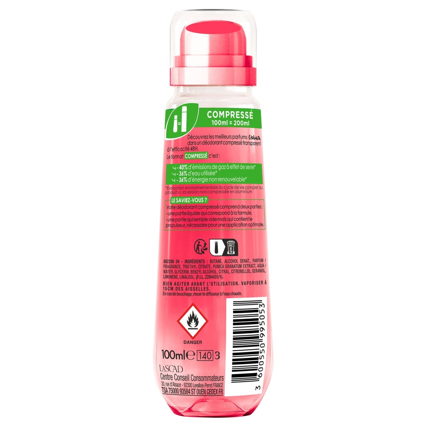 USHUAIA 48h komprimiertes Spray-Deodorant Azoren Granatapfel