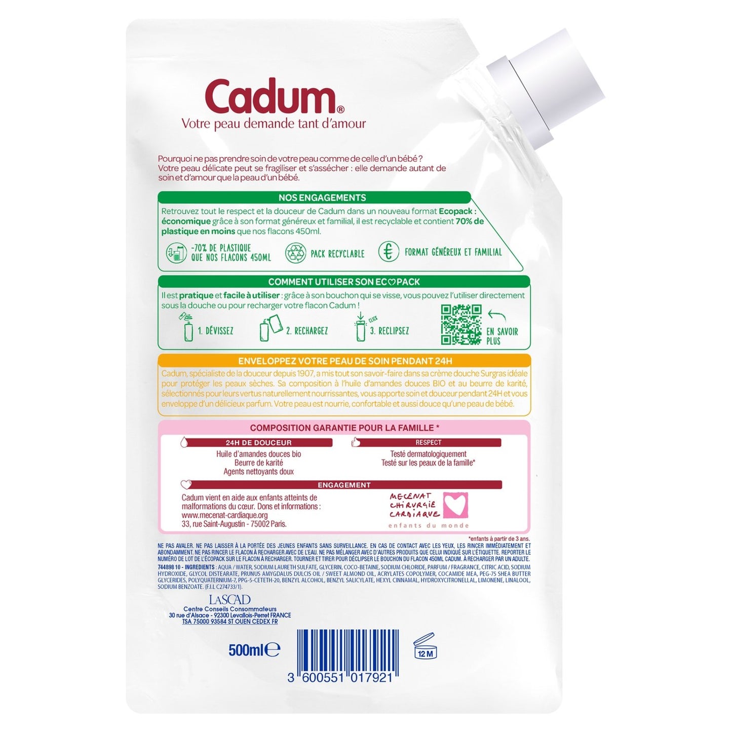 Crème Douche Surgras Beurre de Karité CADUM