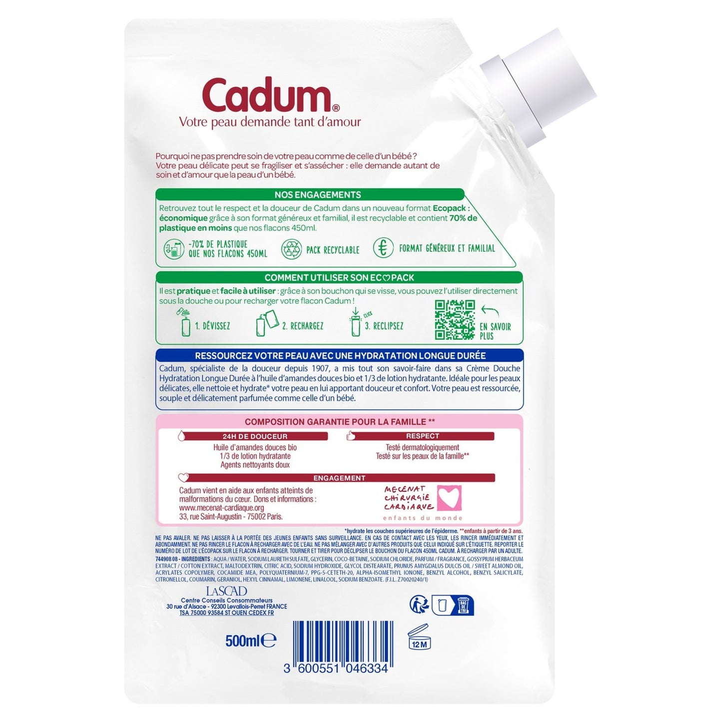 CADUM Organic Sweet Almond Oil Hydrating Shower Gel