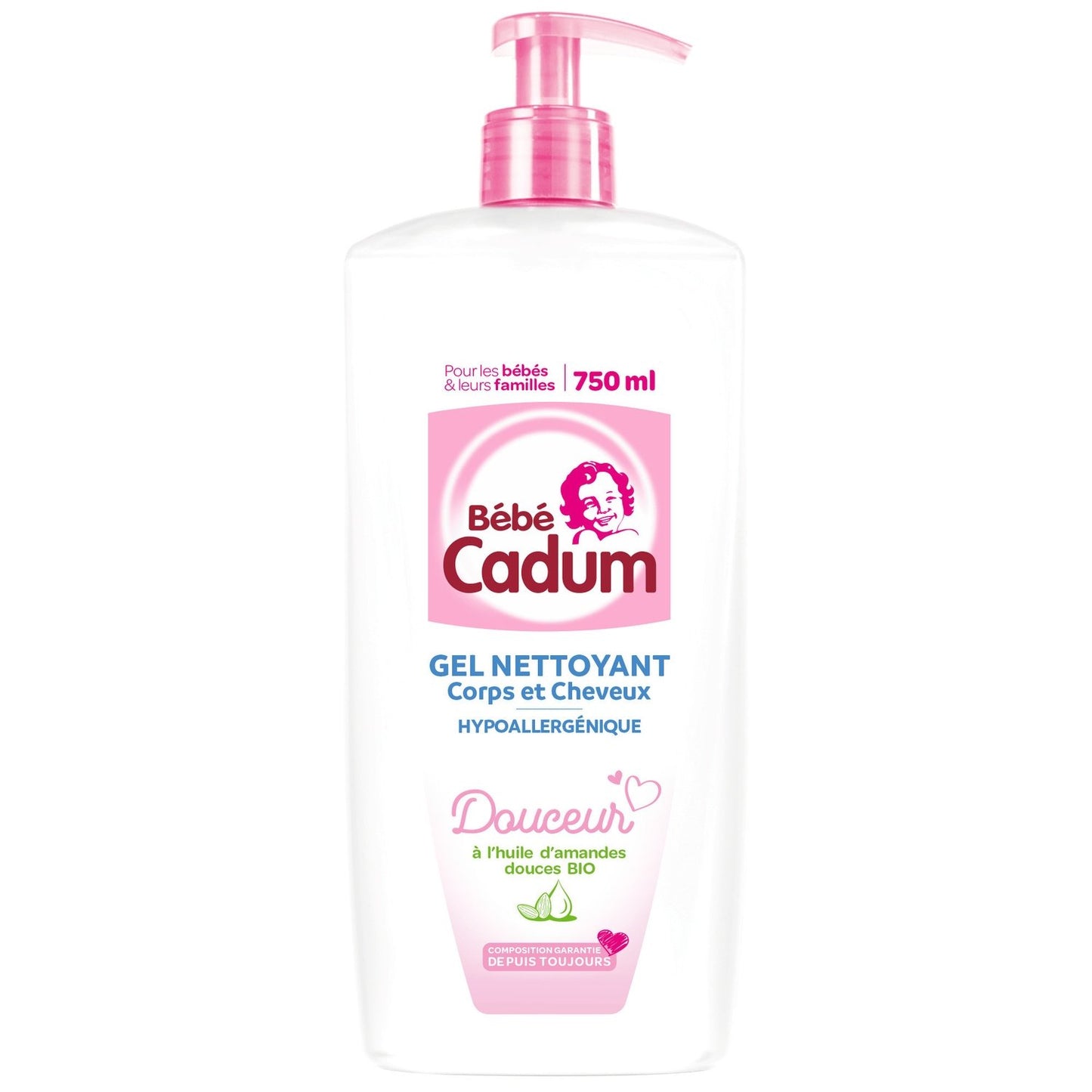 Gel Douche Bébé Hypoallergénique Douceur Amande Douce BEBE CADUM le flacon de 750mL