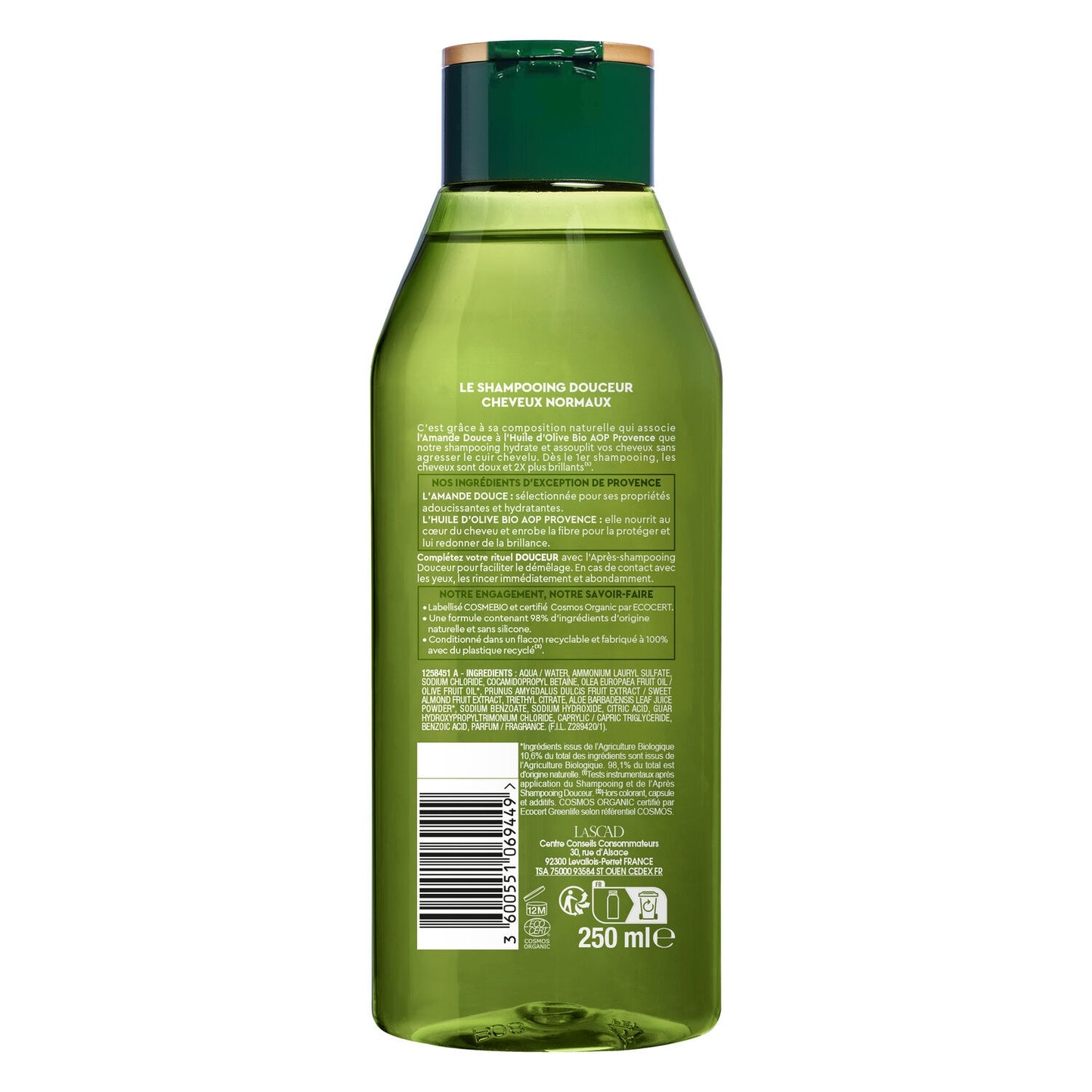 Organic Almond & Olive Oil Shampoo for Normal Hair Softness LA PROVENÇALE BIO