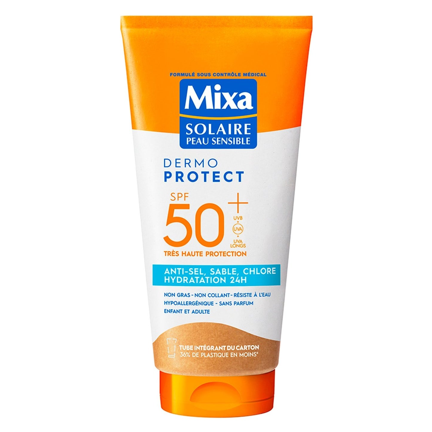 Crème Solaire Lait Corps Visage Spf 50+ Anti-Irritations Hypoallergénique MIXA le tube de 175mL