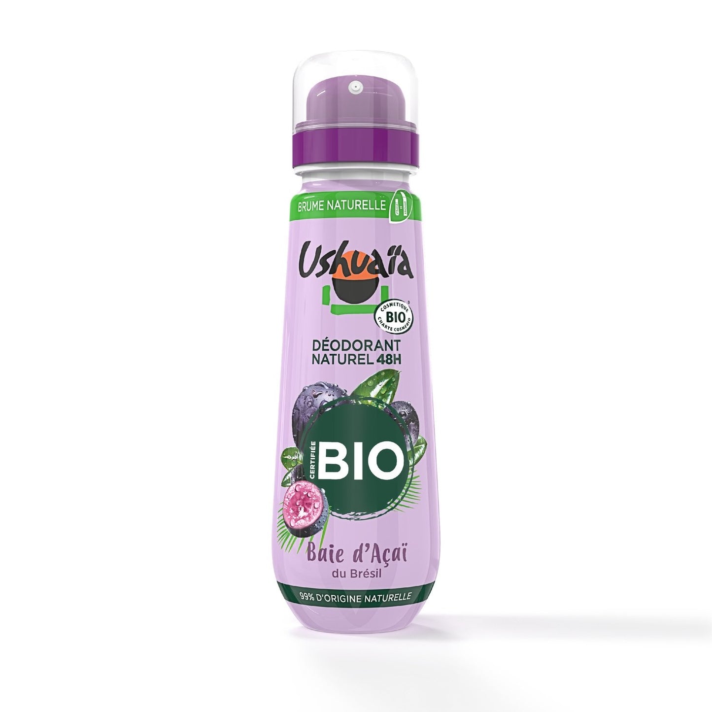 Déodorant Spray Compressé 48h Baie d'Açai Bio USHUAIA le flacon de 75mL