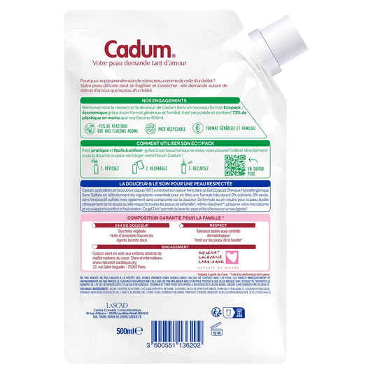 CADUM Hypoallergenic Shower Gel for Body and Hair Sulfate-Free