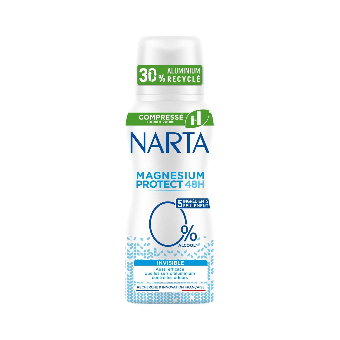 Déodorant Spray Compressé Anti-Odeurs Magnesium Protect 48h 0% Alcool NARTA le flacon de 100mL