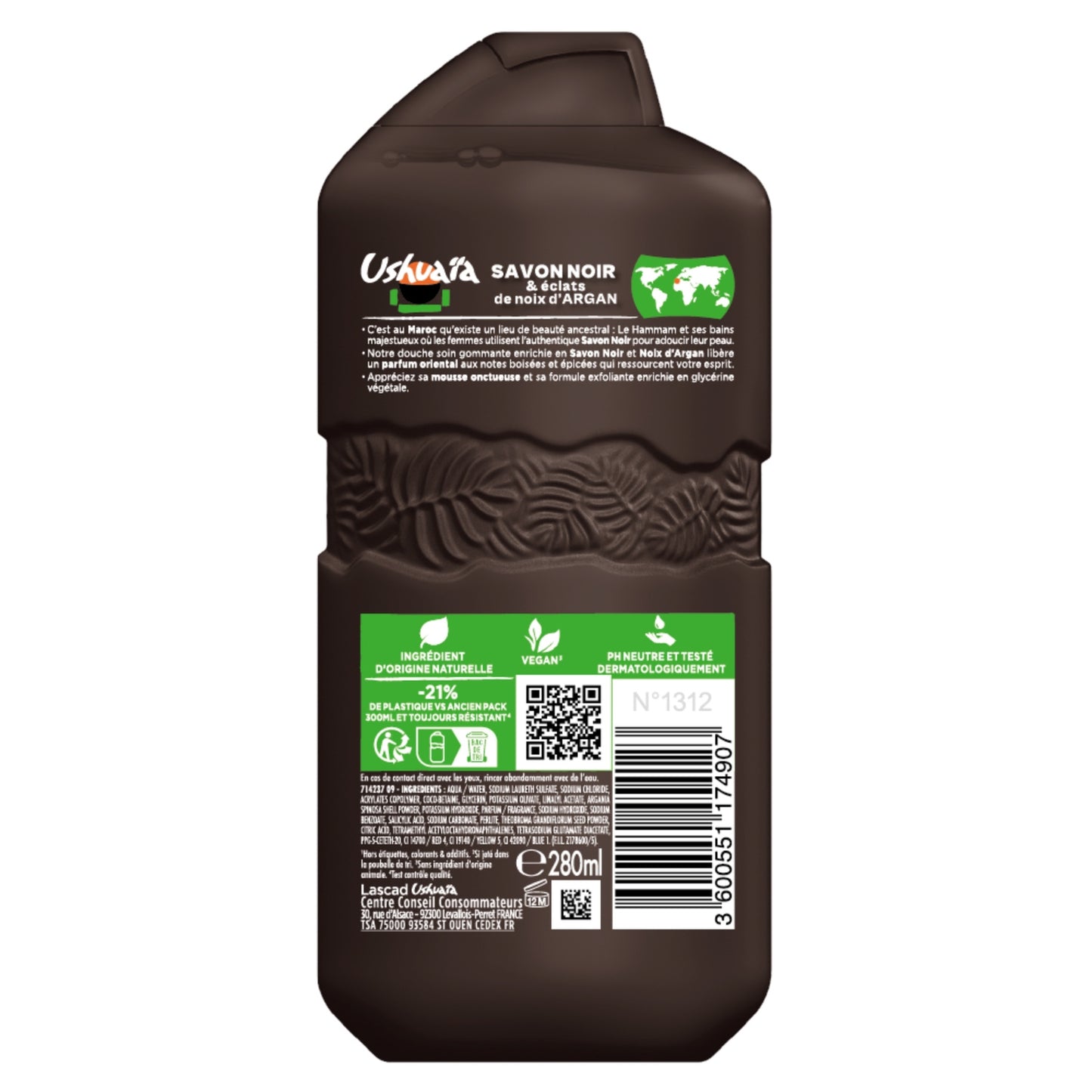 Gel douche Gommante Hammam Savon Noir et Éclats d'Argan USHUAIA