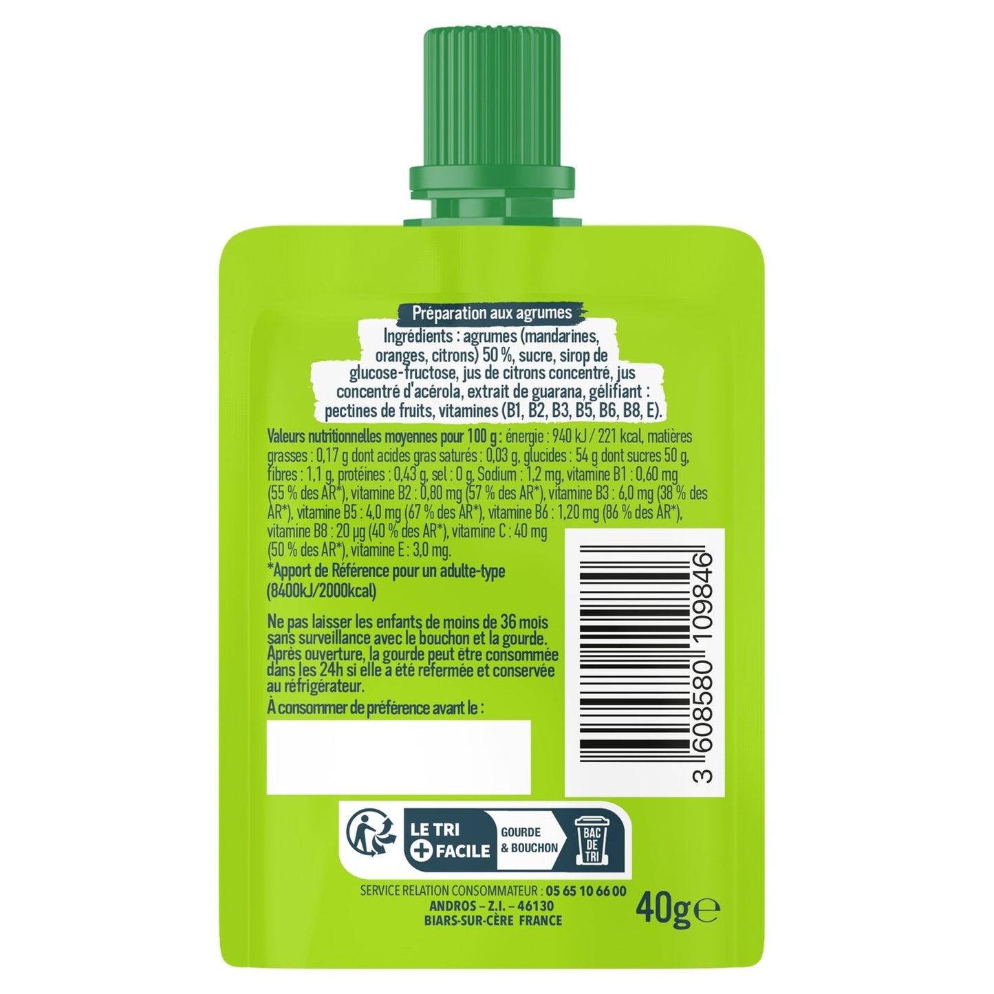 Boisson Diététique Gel Boost Agrumes ANDROS