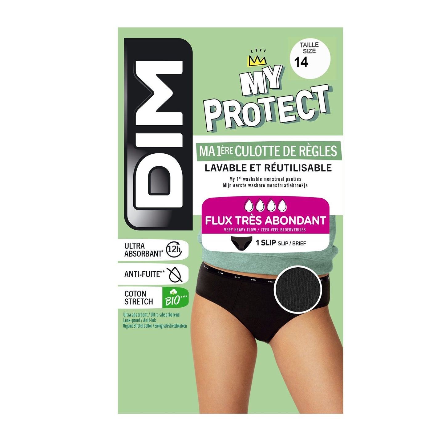 My Protect Washable Menstrual Panties Heavy Flow Black 14 years DIM