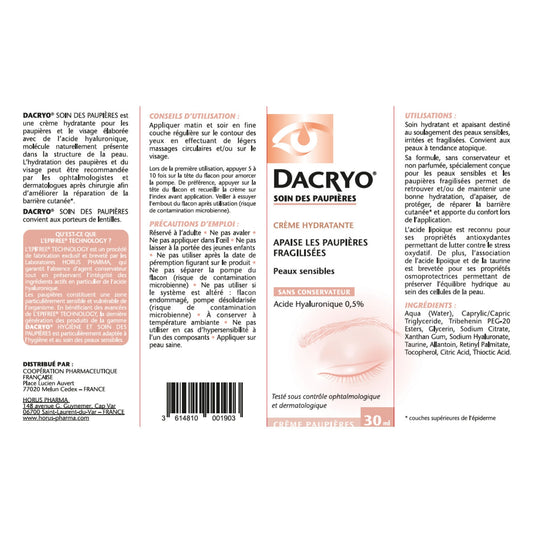 DACRYO Fragile Eyelid Cream Moisturizing and Soothing Care for Sensitive Skin