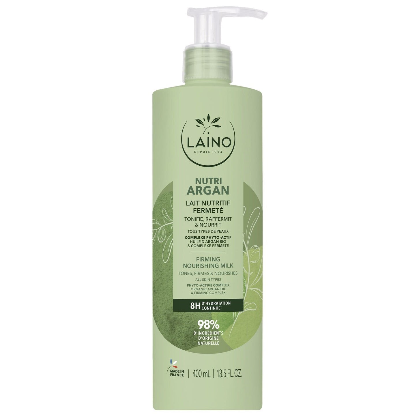 Crème Corps Hydratant Fermeté Huile d'Argan Bio LAINO le flacon de 400mL