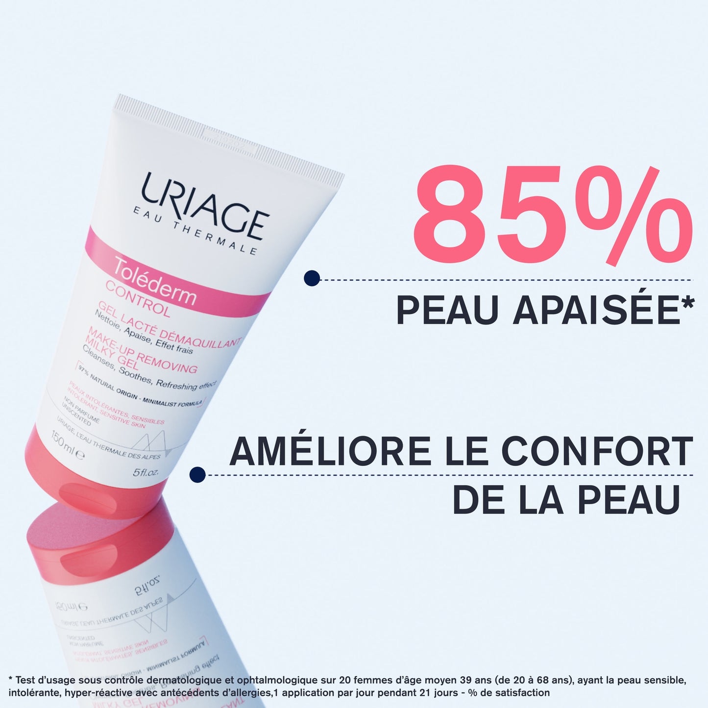 Gel Visage et Yeux Peaux Sensibles Nettoie Apaise et Effet Frais Toléderm Control URIAGE