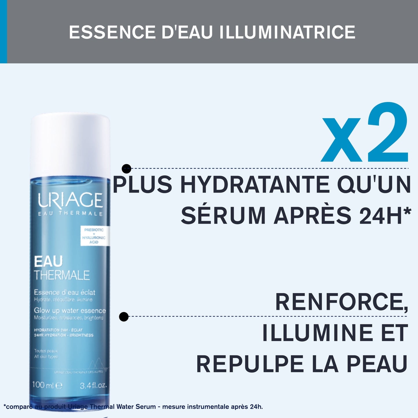 Feuchtigkeitsspendende und strahlende Gesichtspflege für Frauen mit URIAGE Thermal Water Essence