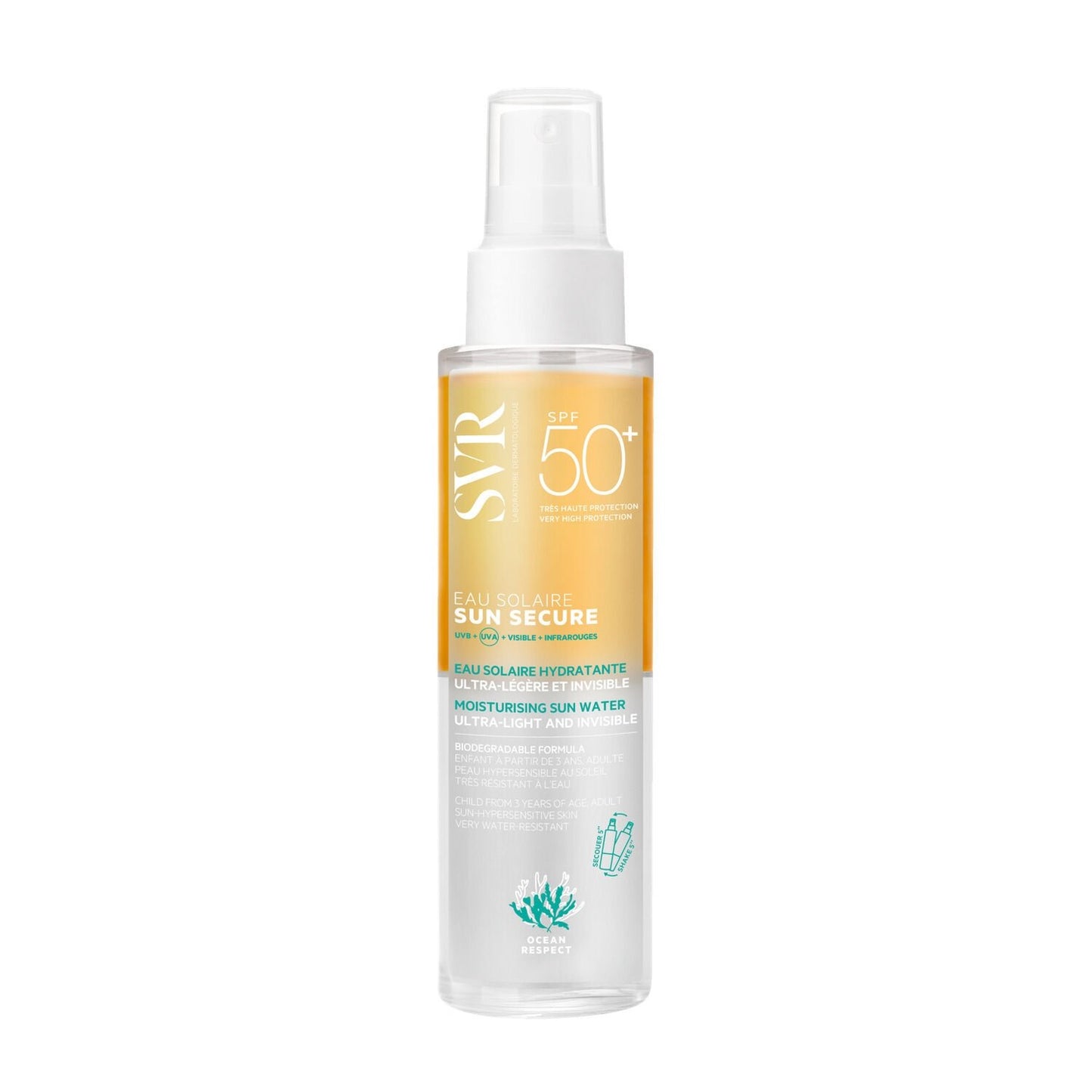 Eau Solaire Enfant et Adulte Très Haute Protection Spf 50+ Résistante Transpiration Sable et Frottements LABORATOIRE SVR le flacon de 100mL