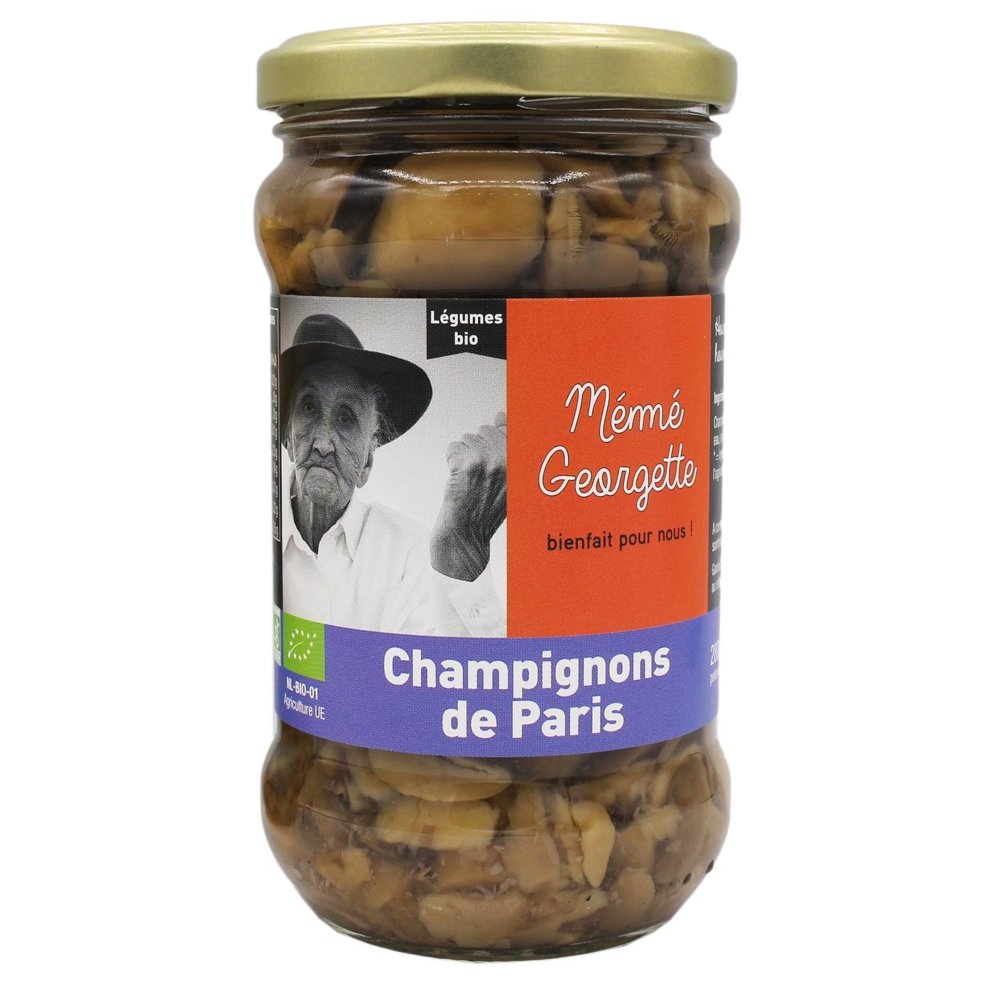 Champignons de Paris Bio MEME GEORGETTE le bocal de 170g net égoutté