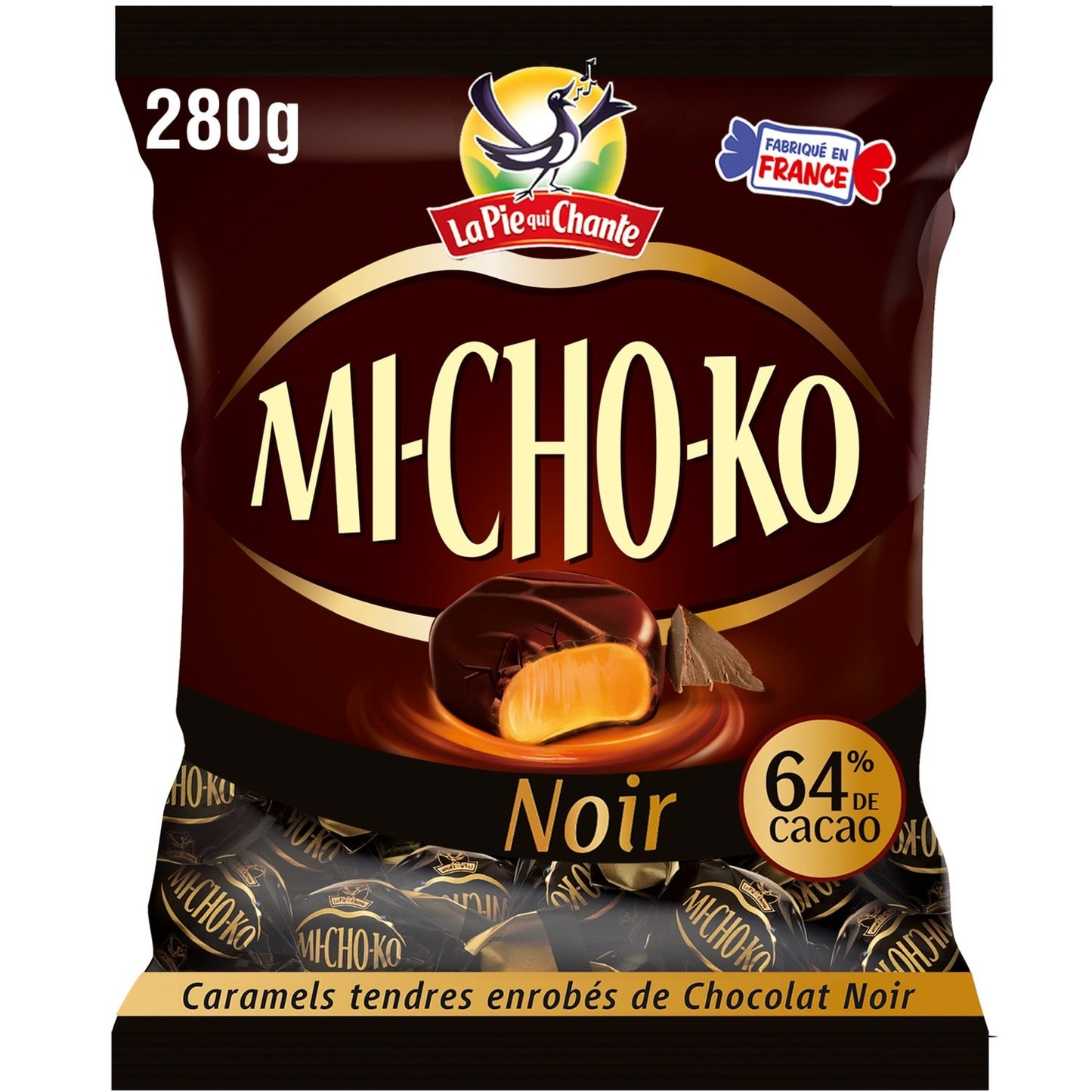 Bonbons Michoko Chocolat Noir et Caramel LA PIE QUI CHANTE Le sachet de 280G