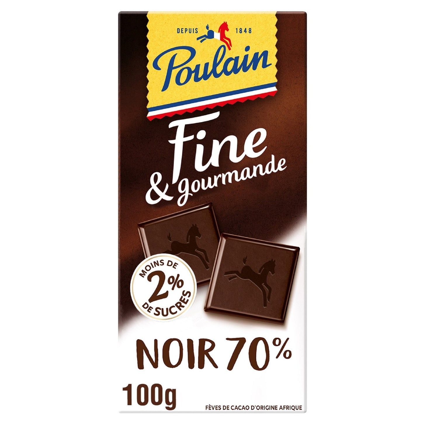 Tablette de Chocolat Noir Fine et Gourmande 70% POULAIN La tablette de 100G