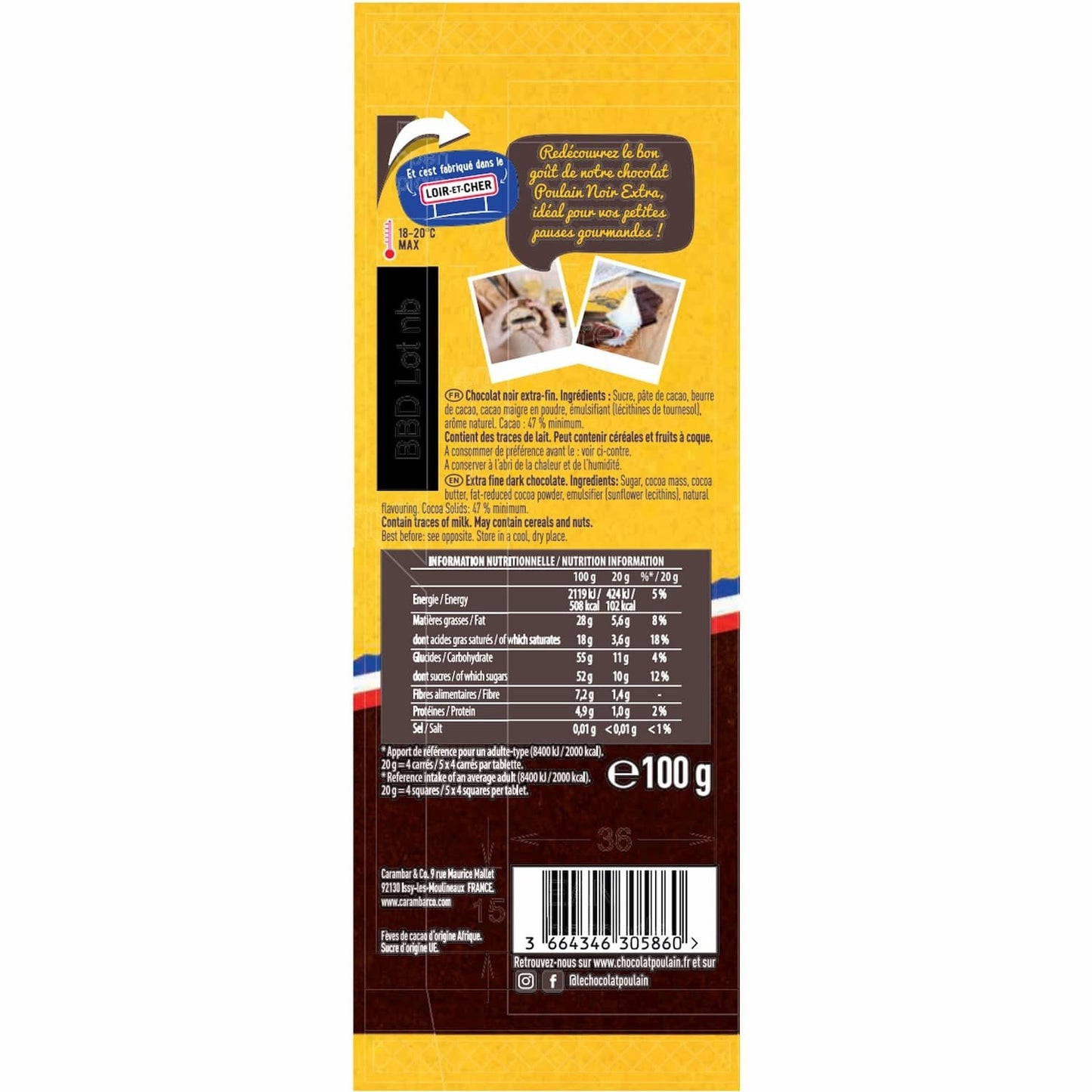 POULAIN Extra Dark Chocolate Bar