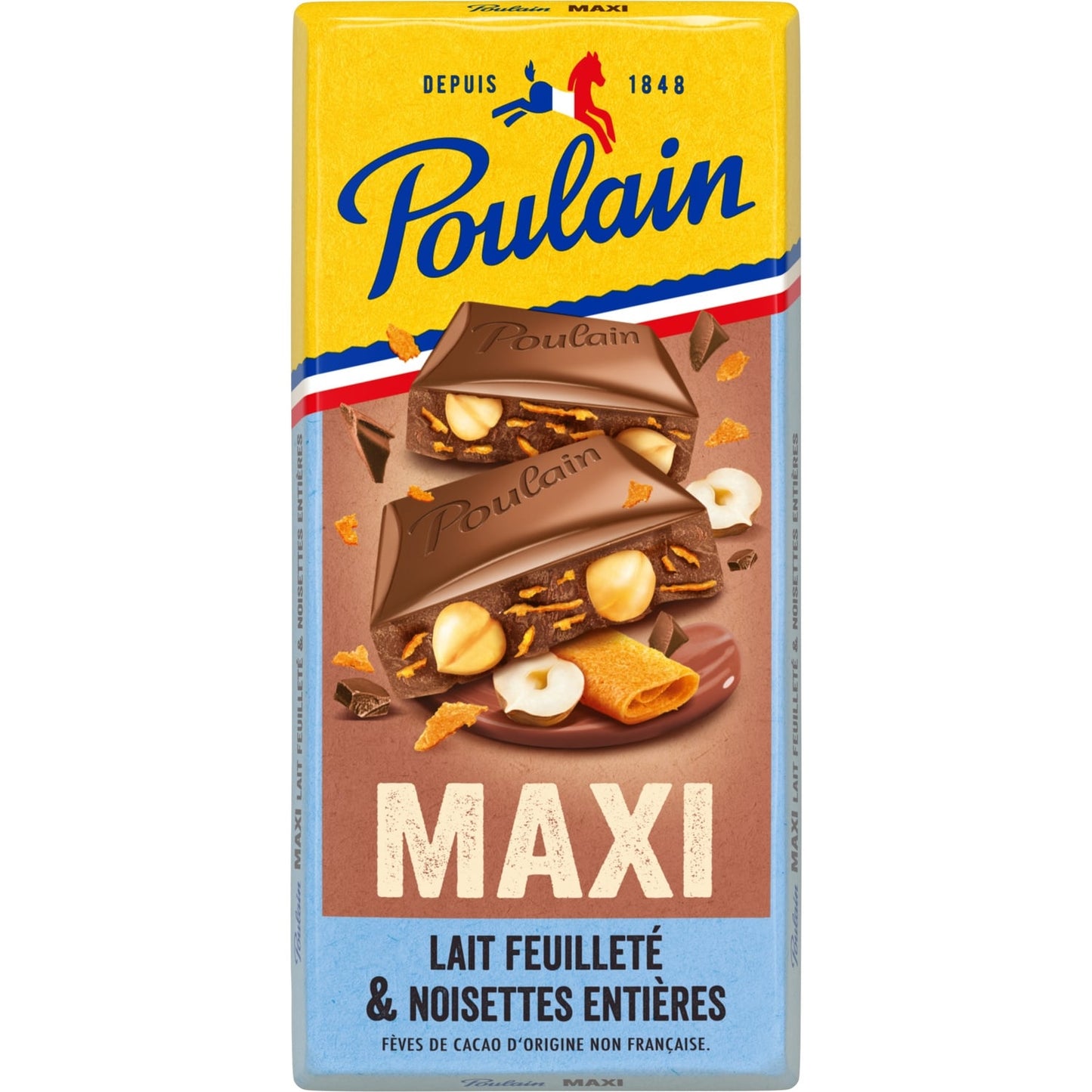 Tablette de Chocolat Lait Feuilleté Noisettes Entières Maxi POULAIN