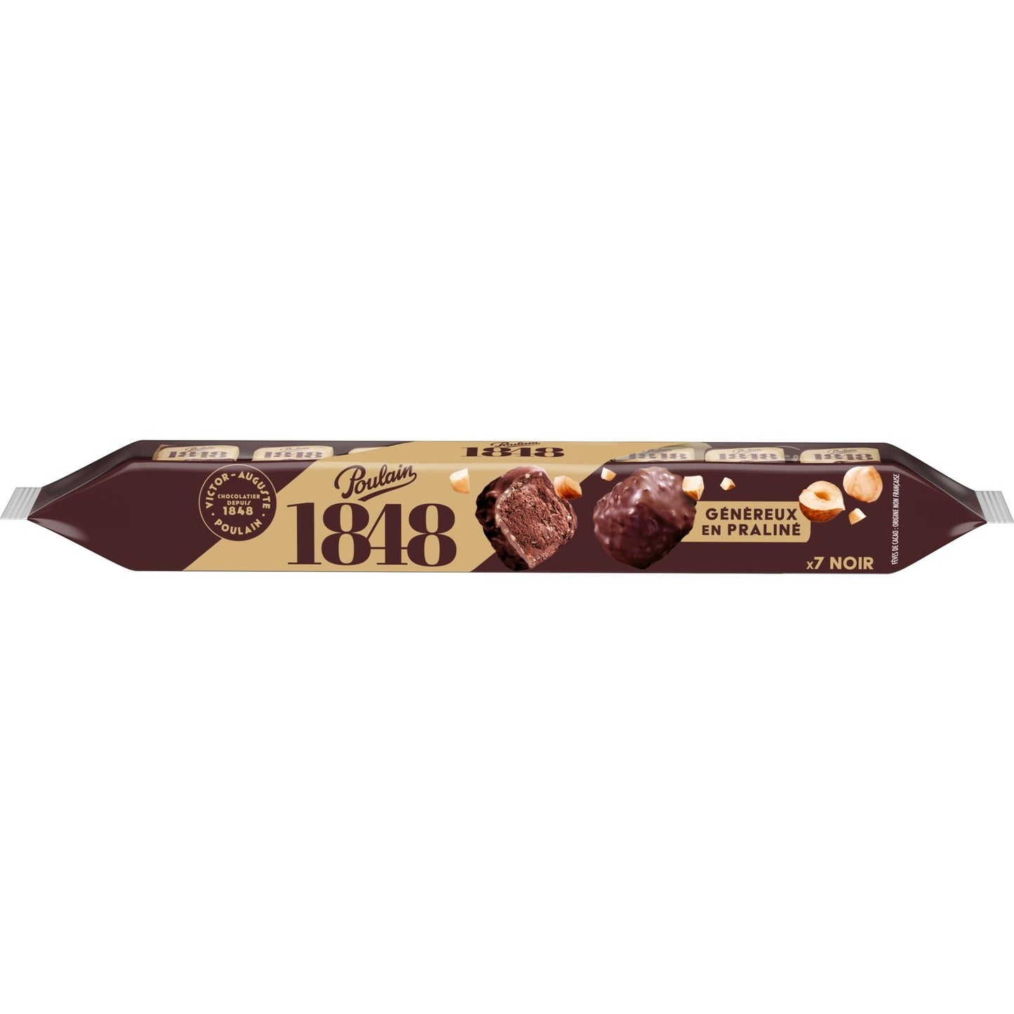 Chocolat Rocher Noir Éclats de Noisettes Caramélisés POULAIN le paquet de 7 rocher