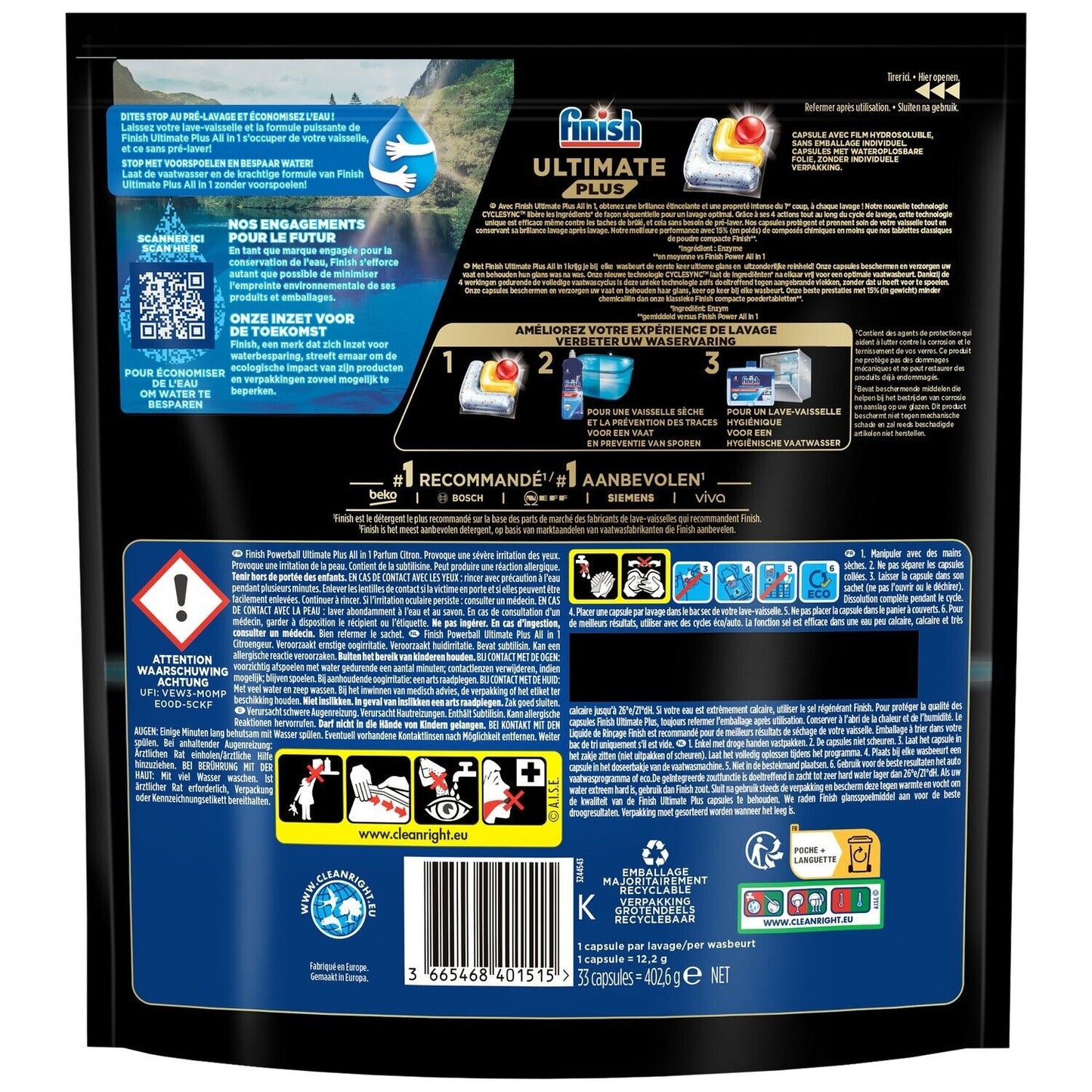 Ultimate Plus All In 1 FINISH Lemon Dishwasher Tablets