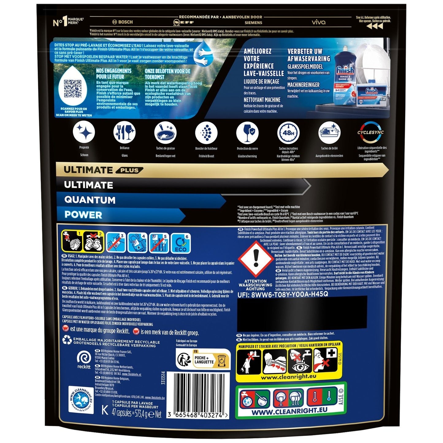 Ultimate + FINISH Dishwasher Capsules