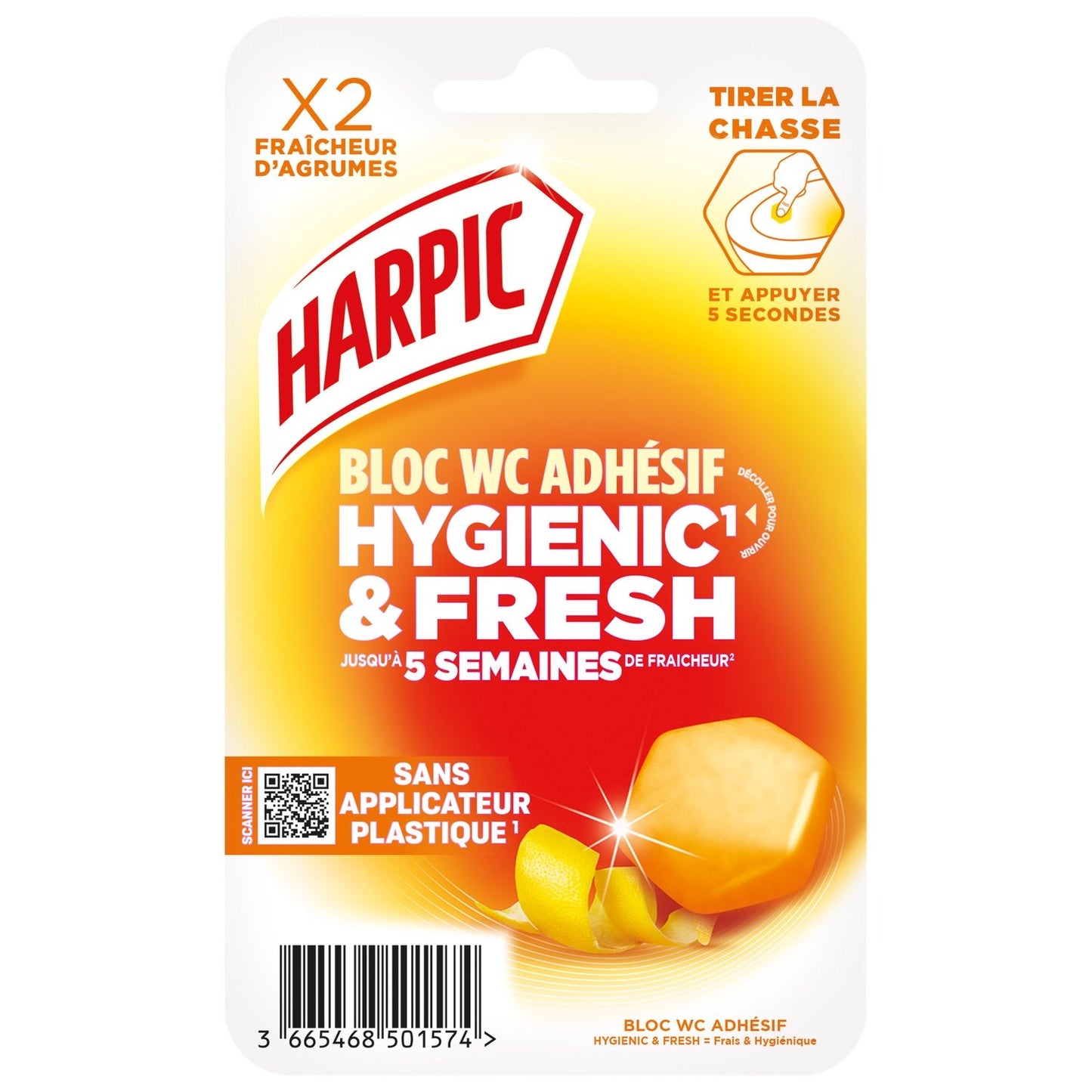 Bloc Wc Adhésif Hygienic Fresh Agrumes HARPIC