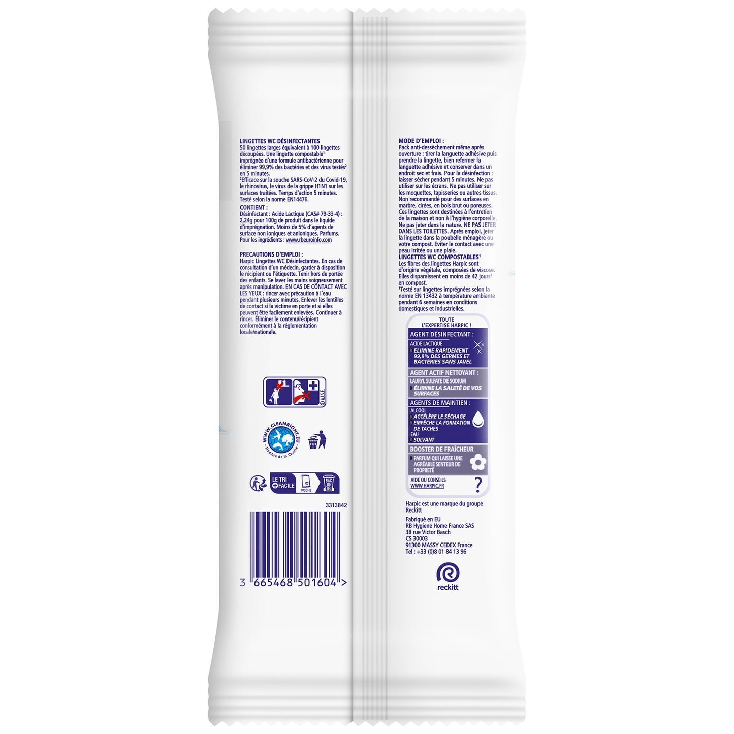HARPIC Large Compostable Disinfectant Toilet Wipes