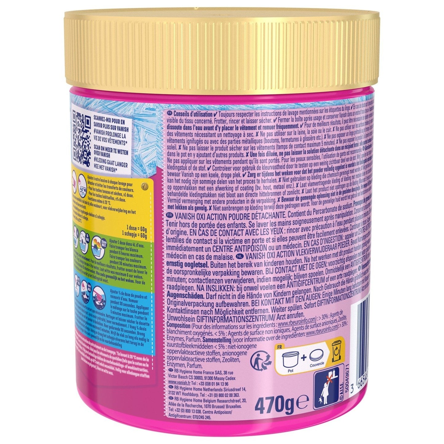 Détachant Textile Poudre Booster de Lavage Oxi Action VANISH