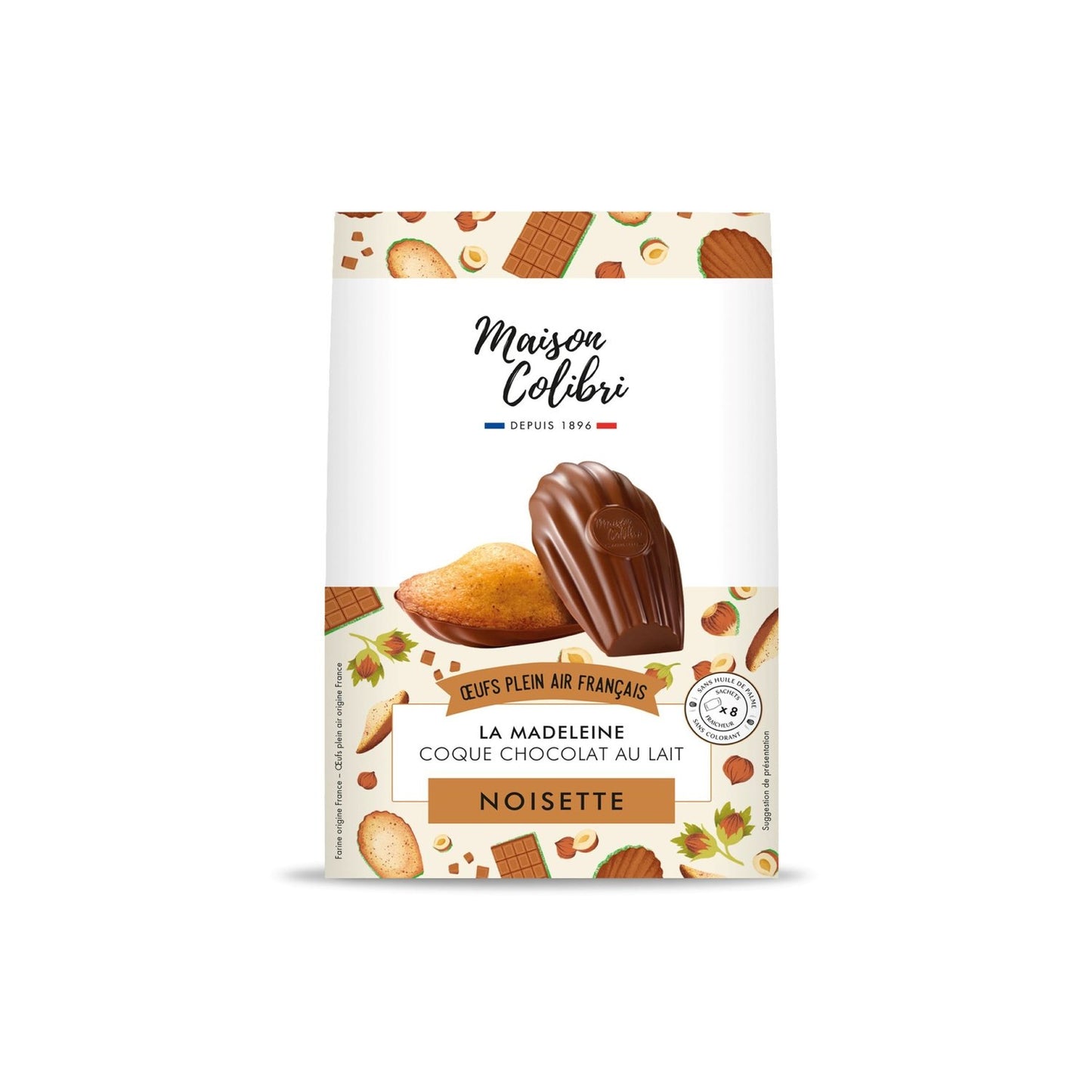 Haselnuss-Milchschokolade Madeleine MAISON COLIBRI