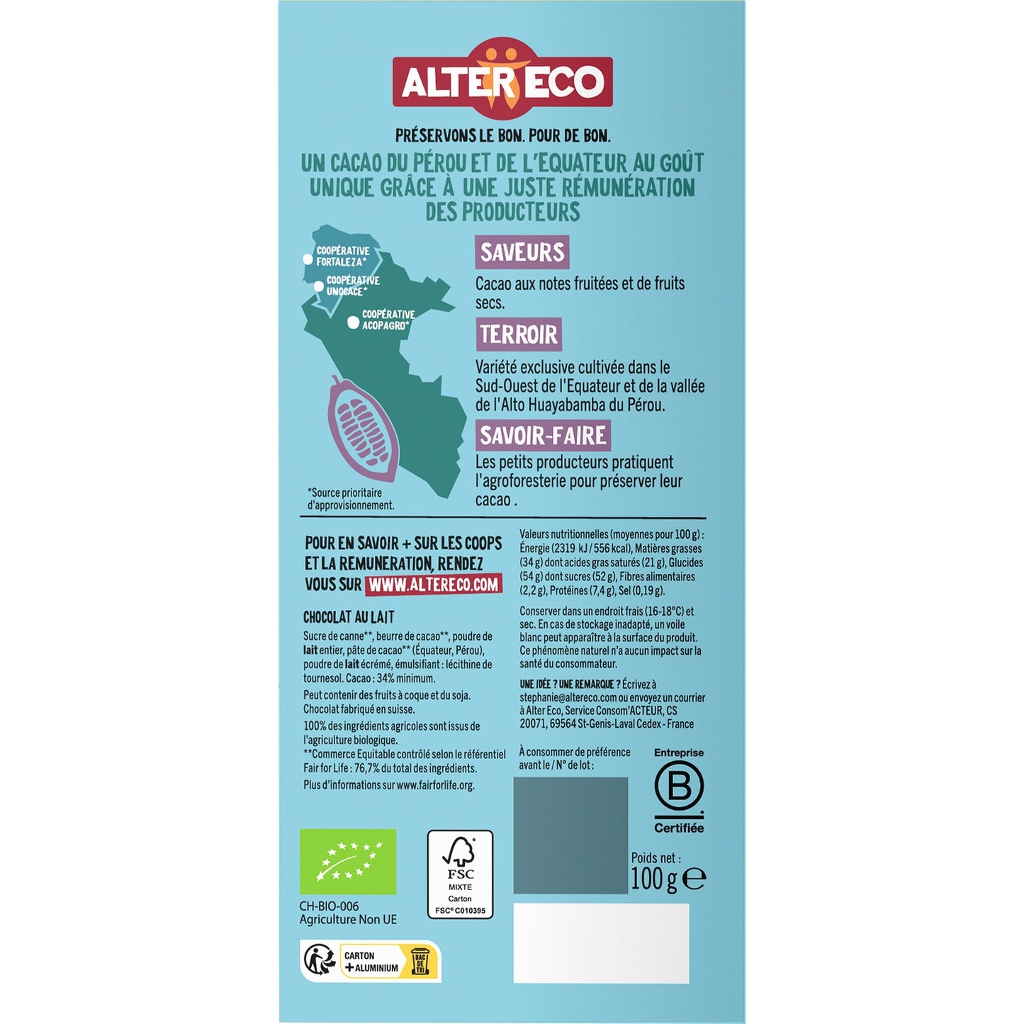ALTER ECO Bio-Weichmilchschokolade zum Schmelzen